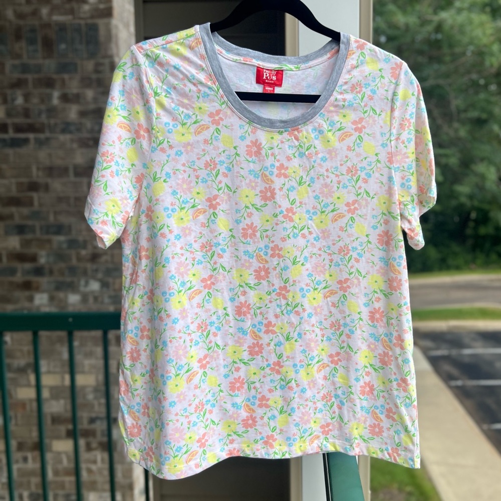 🆕🌼🌿🌸FamilyPJs by Macy’s Large Cotton T-Shirt Top Pastel Lounge Sleepwear Casual - Picture 4 of 13